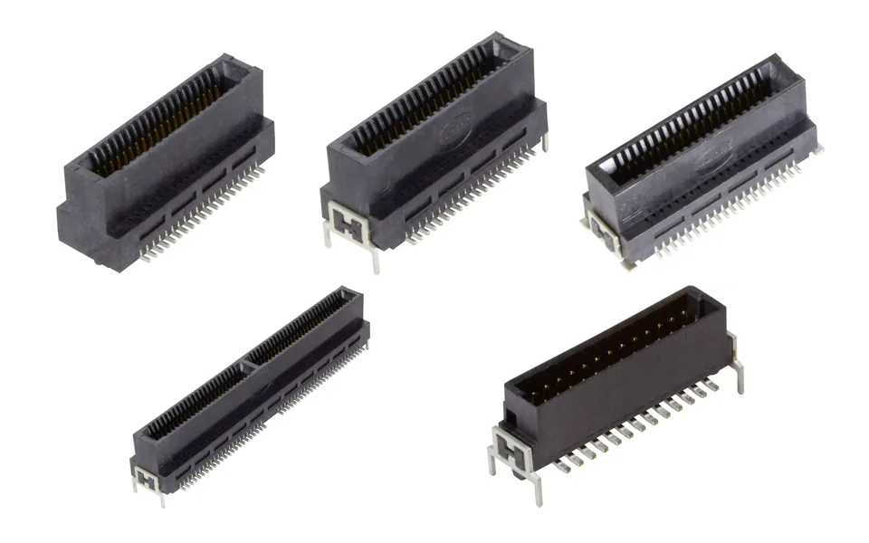 Коллаж разъёмов HARTING har-flex и har-flexicon для печатных плат